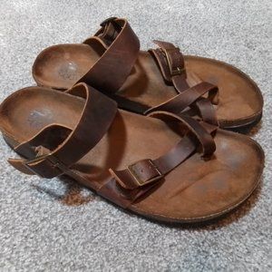 White Mountain Sandals Brown Genuine Leather Slides size 9